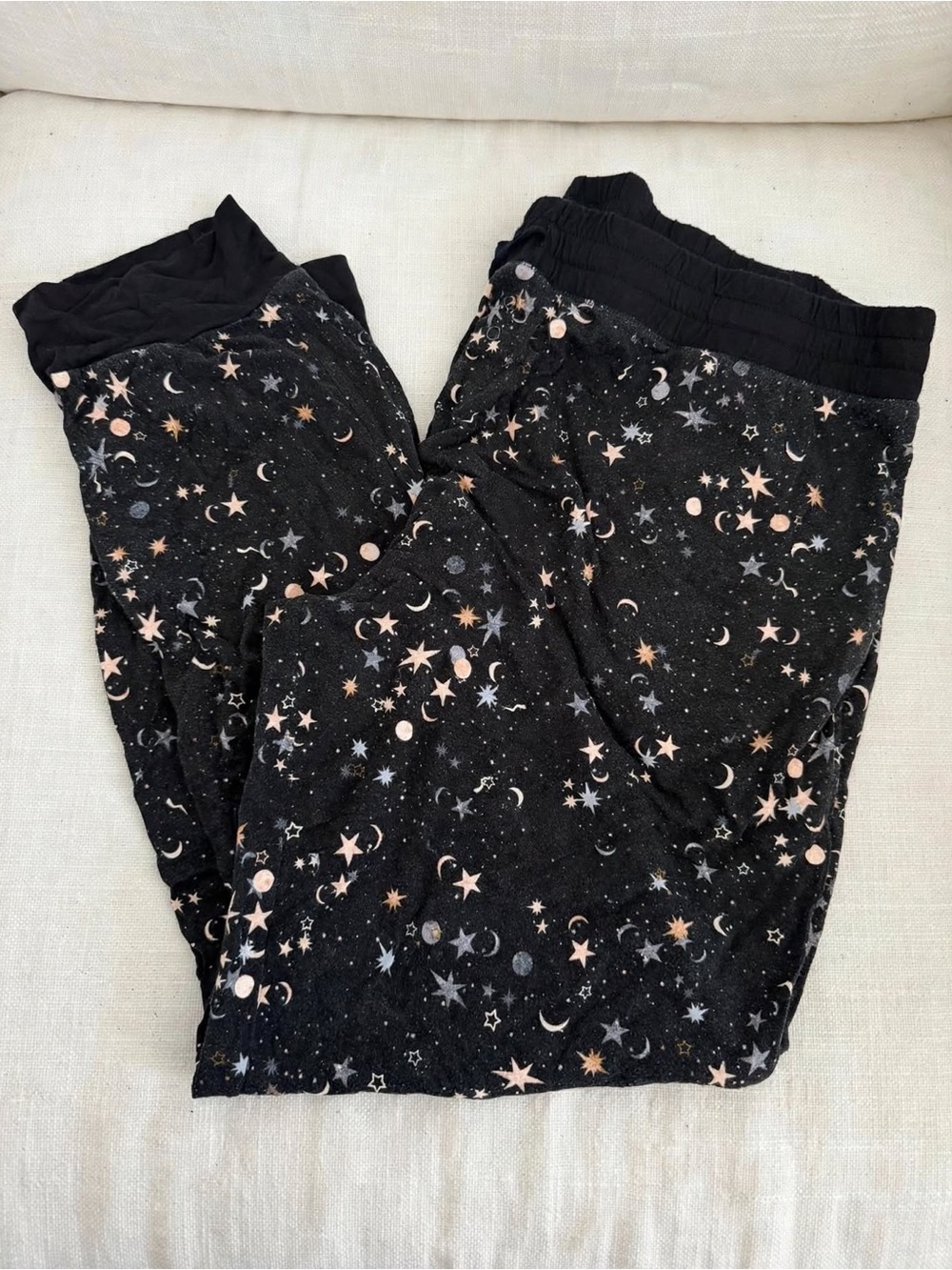 Little Sleepies XL Womens Bamboo Pajama Joggers - Black Starry Night Celestial